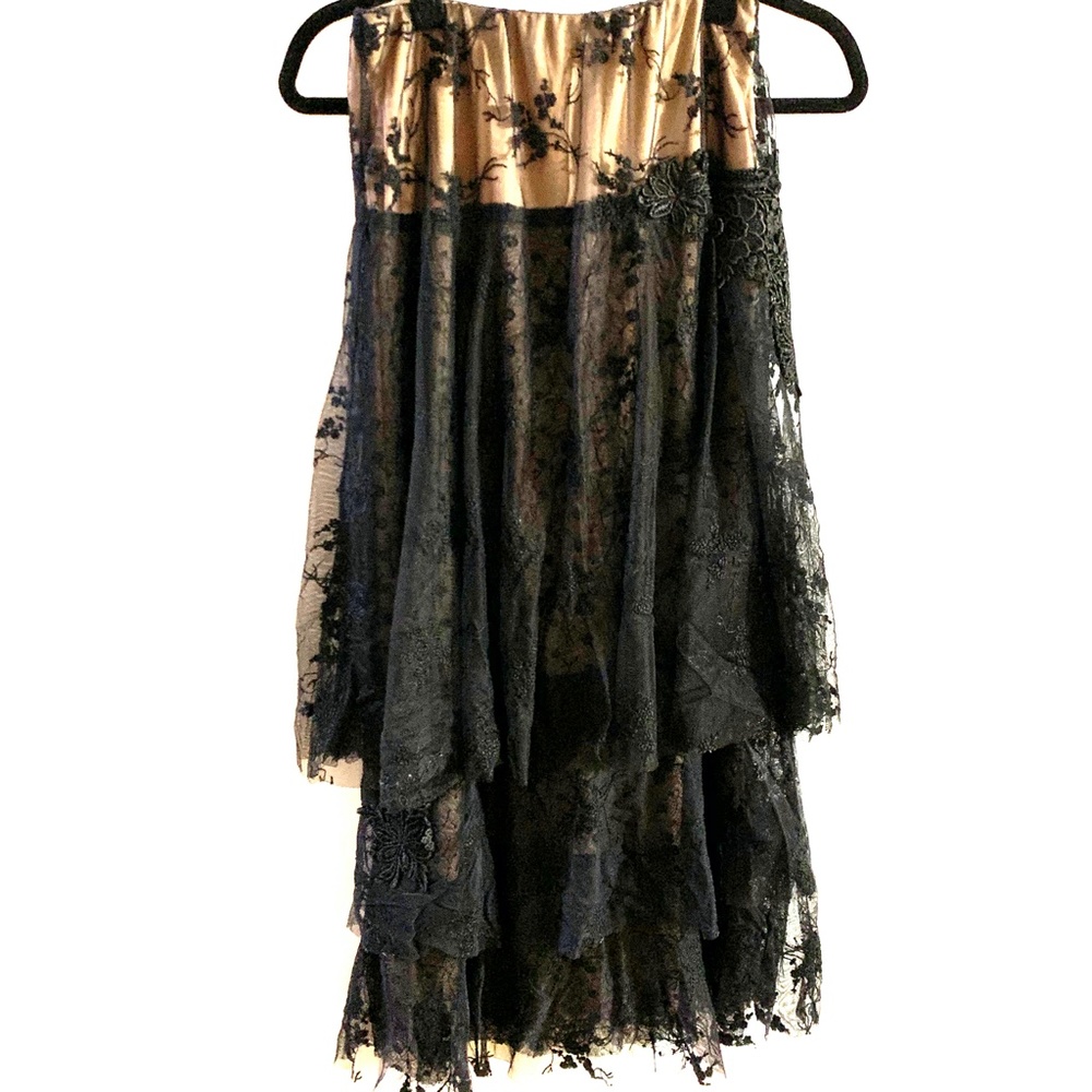 Black Lace Tiered Maxi Skirt